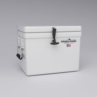 Frigid Rigid 21" x 15" x 15" fiberglass ice chest, three-quarter view