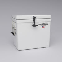 Frigid Rigid 21" x 15" x 18" fiberglass ice chest, three-quarter view