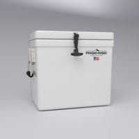 Frigid Rigid 21" x 15" x 18" fiberglass ice chest, low angle