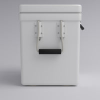 Frigid Rigid 21" x 15" x 18" fiberglass ice chest, handle detail