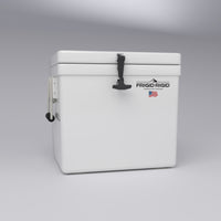 Frigid Rigid 21" x 18" x 18" fiberglass ice chest, low angle