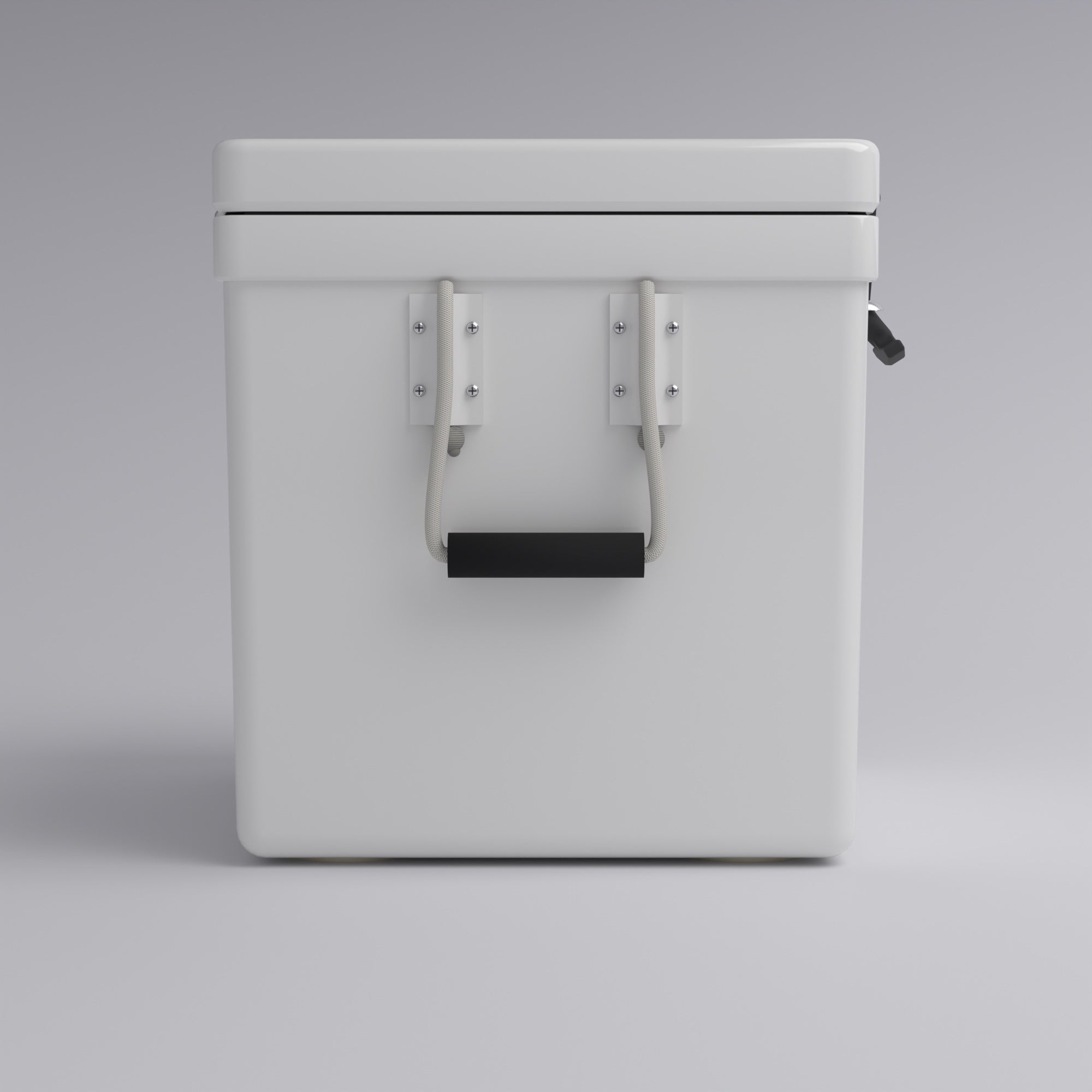 Frigid Rigid 21" x 18" x 18" fiberglass ice chest, handle detail