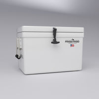 Frigid Rigid 24" x 15" x 15" fiberglass ice chest, low angle