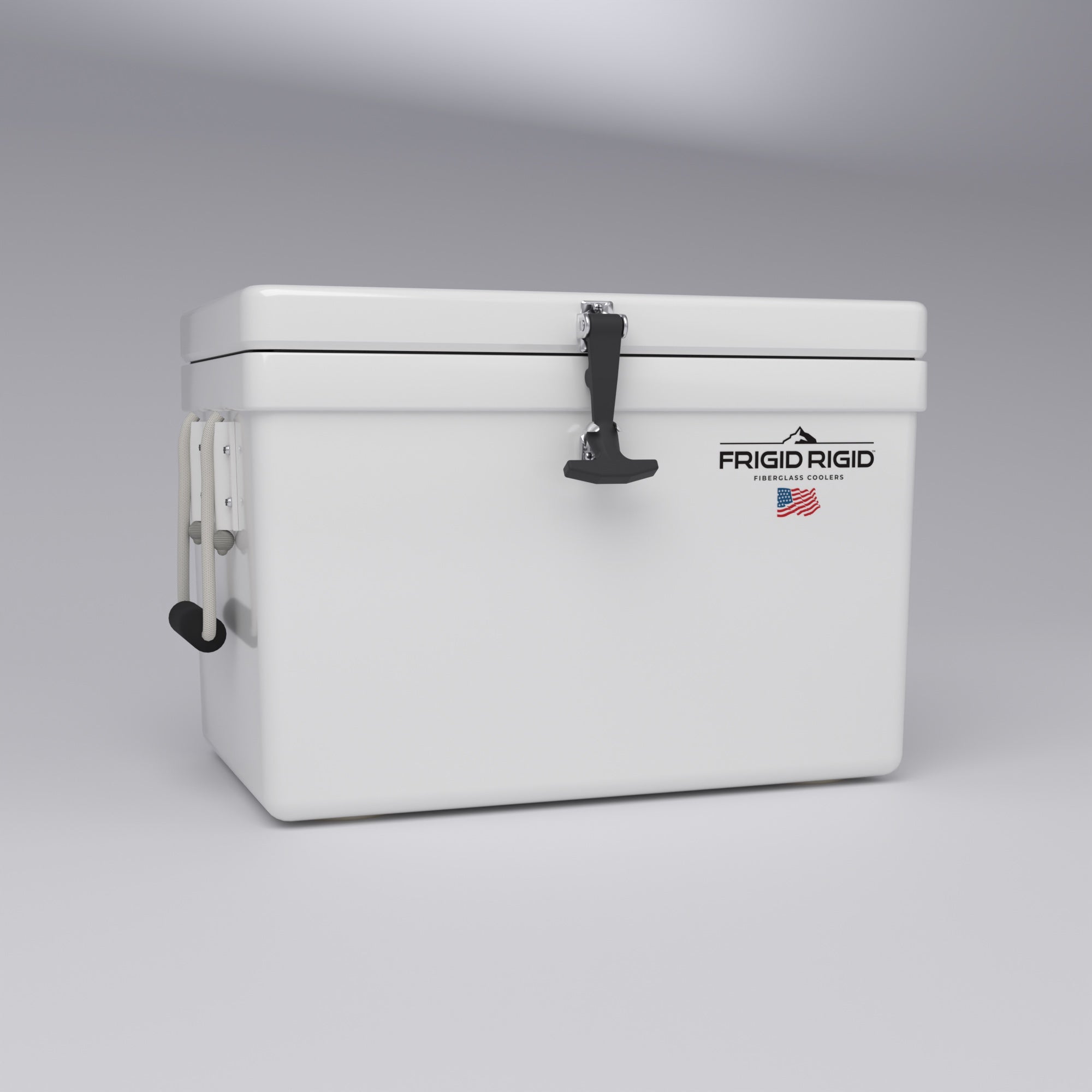 Frigid Rigid 24" x 15" x 15" fiberglass ice chest, low angle