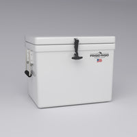 Frigid Rigid 24" x 18" x 18" fiberglass ice chest, three-quarter view