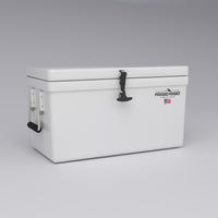 Frigid Rigid 30" x 15" x 15" fiberglass ice chest, three-quarter view
