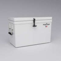 Frigid Rigid 30" x 15" x 18" fiberglass ice chest, three-quarter view