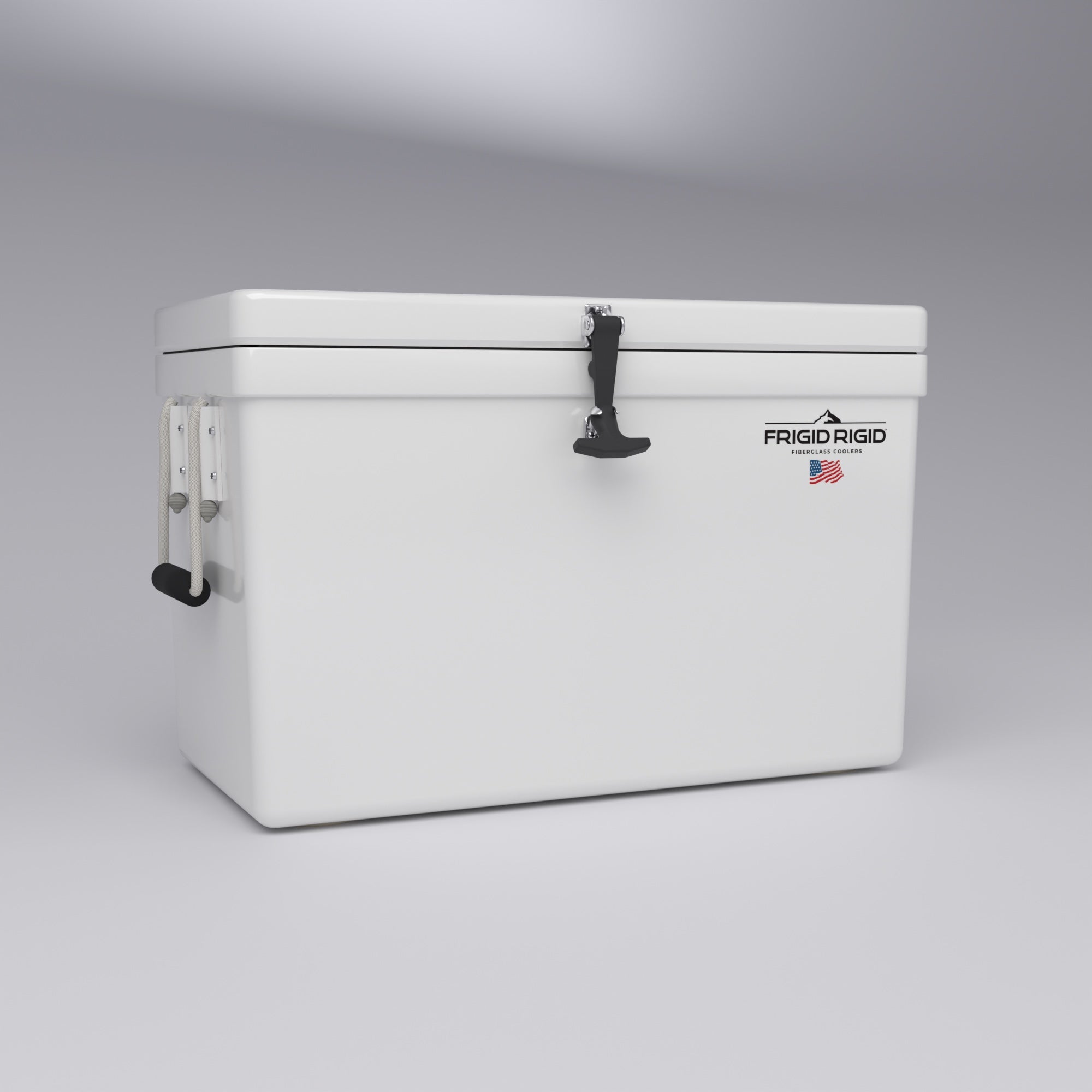 Frigid Rigid 30" x 15" x 18" fiberglass ice chest, low angle
