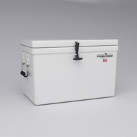 Frigid Rigid 30" x 18" x 18" fiberglass ice chest, three-quarter view