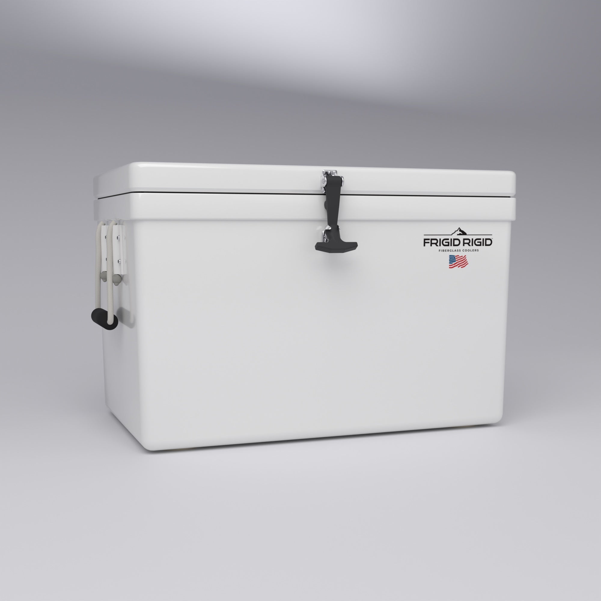 Frigid Rigid 30" x 18" x 18" fiberglass ice chest, low angle