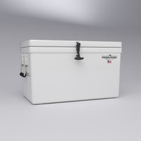 Frigid Rigid 33" x 18" x 18" fiberglass ice chest, low angle