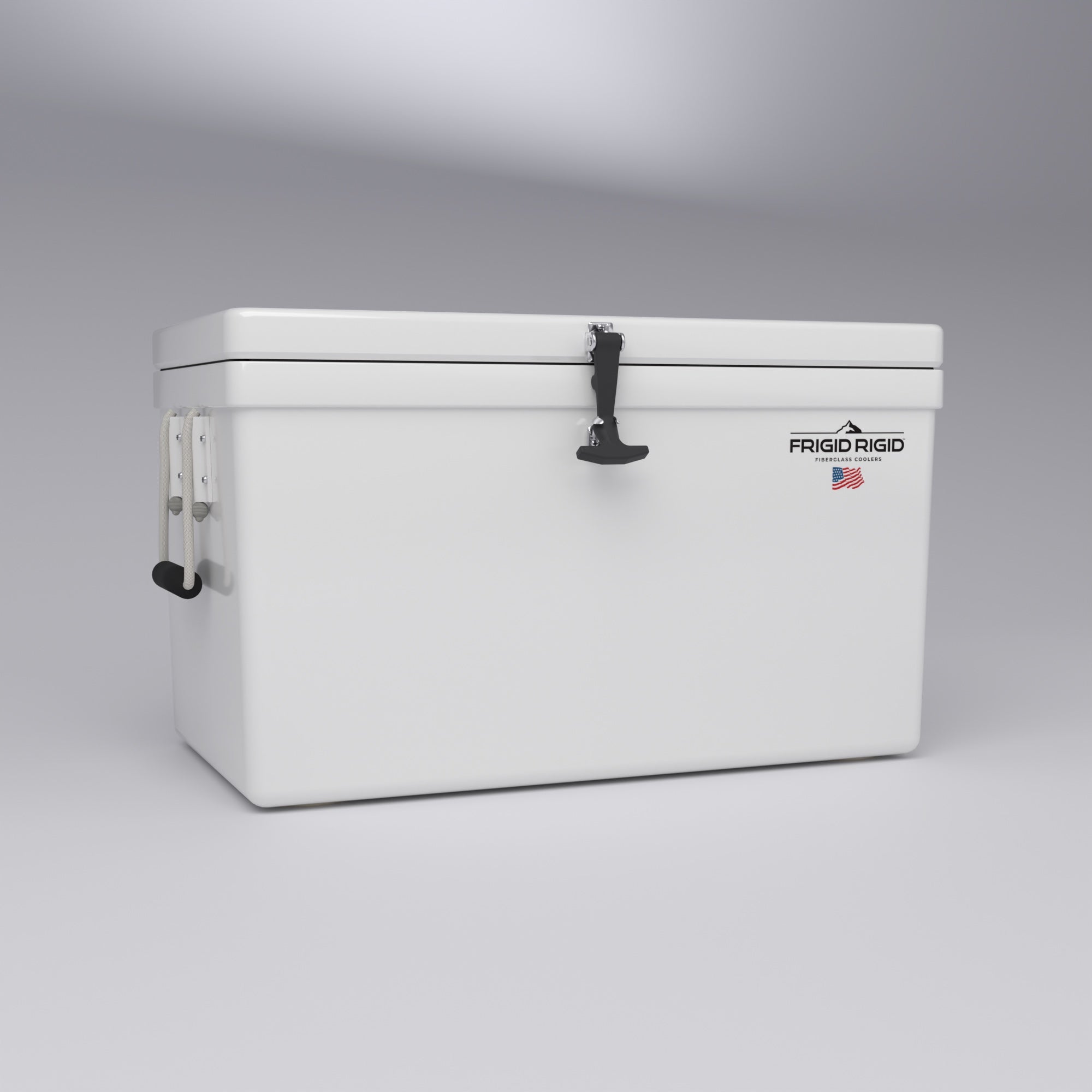 Frigid Rigid 33" x 18" x 18" fiberglass ice chest, low angle
