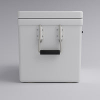 Frigid Rigid 33" x 18" x 18" fiberglass ice chest, handle detail