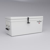 Frigid Rigid 36" x 15" x 15" fiberglass ice chest, three-quarter view