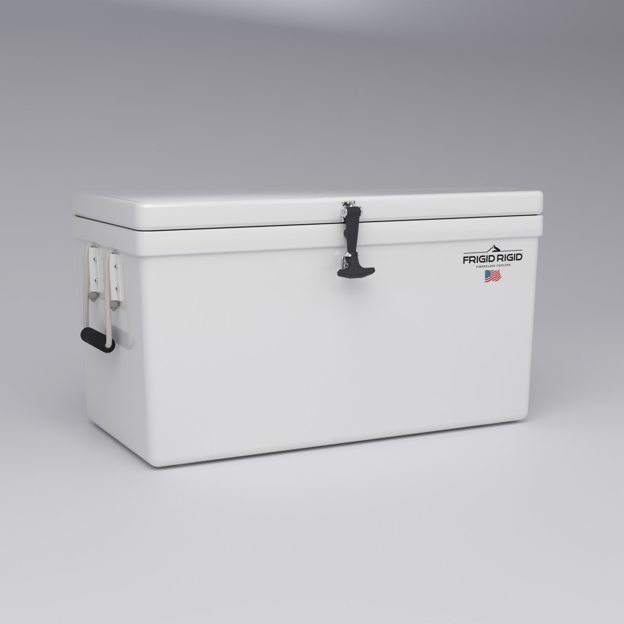Frigid Rigid 36" x 18" x 18" fiberglass ice chest, three-quarter view
