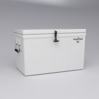 Frigid Rigid 36" x 21" x 21" fiberglass ice chest, three-quarter view