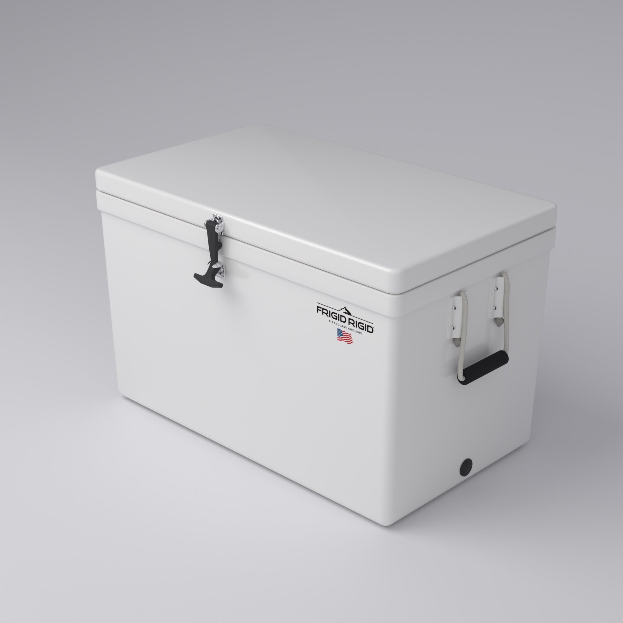 Frigid Rigid 36" x 21" x 21" fiberglass ice chest, top view