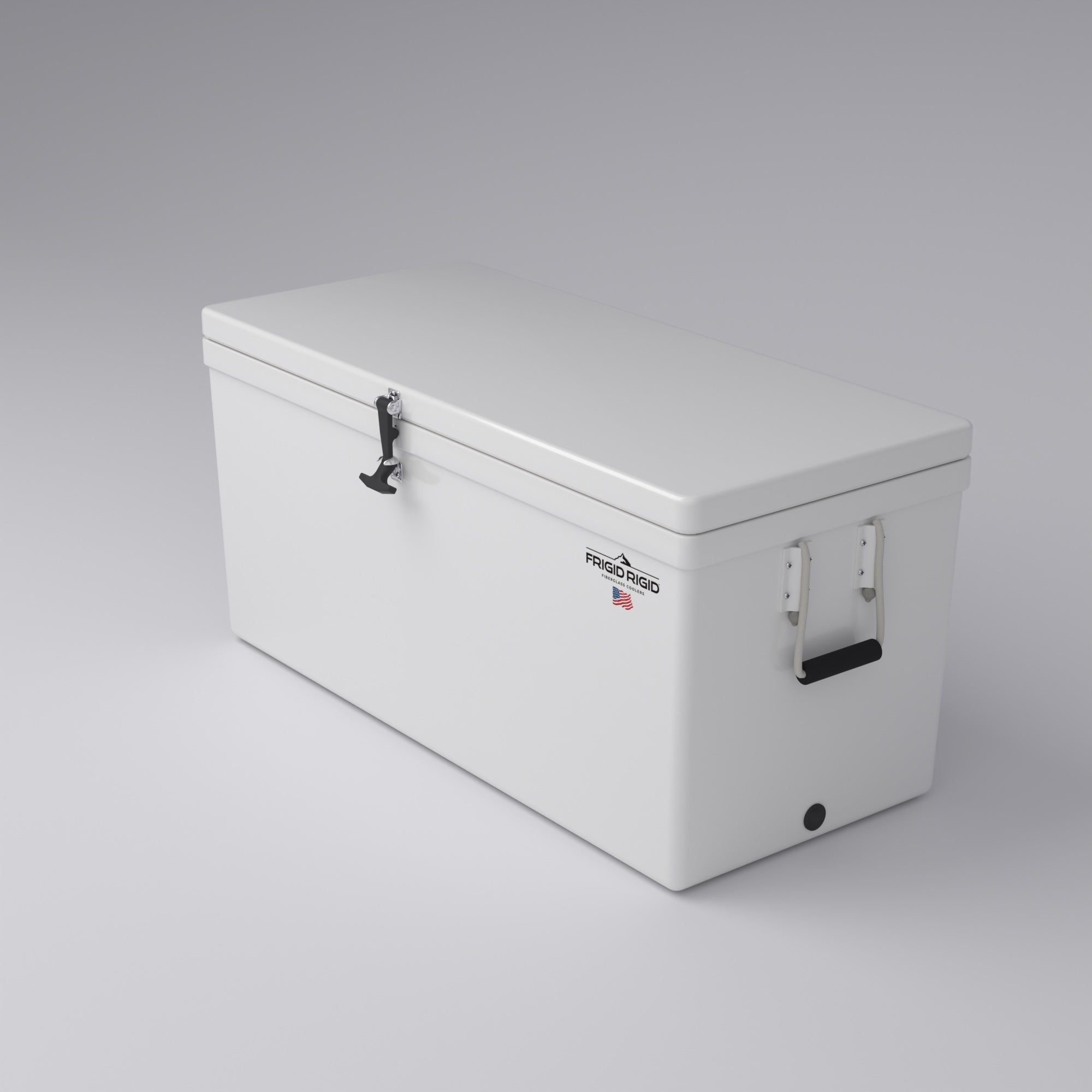 Frigid Rigid 48" x 21" x 21" fiberglass ice chest, top view