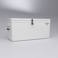 Frigid Rigid 48" x 21" x 21" fiberglass ice chest, low angle