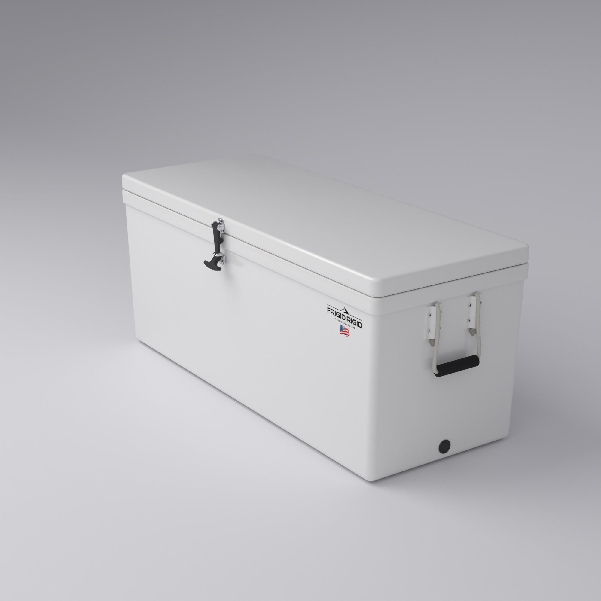 Frigid Rigid 54" x 21" x 21" fiberglass ice chest, top view