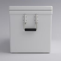 Frigid Rigid 54" x 21" x 21" fiberglass ice chest, handle detail