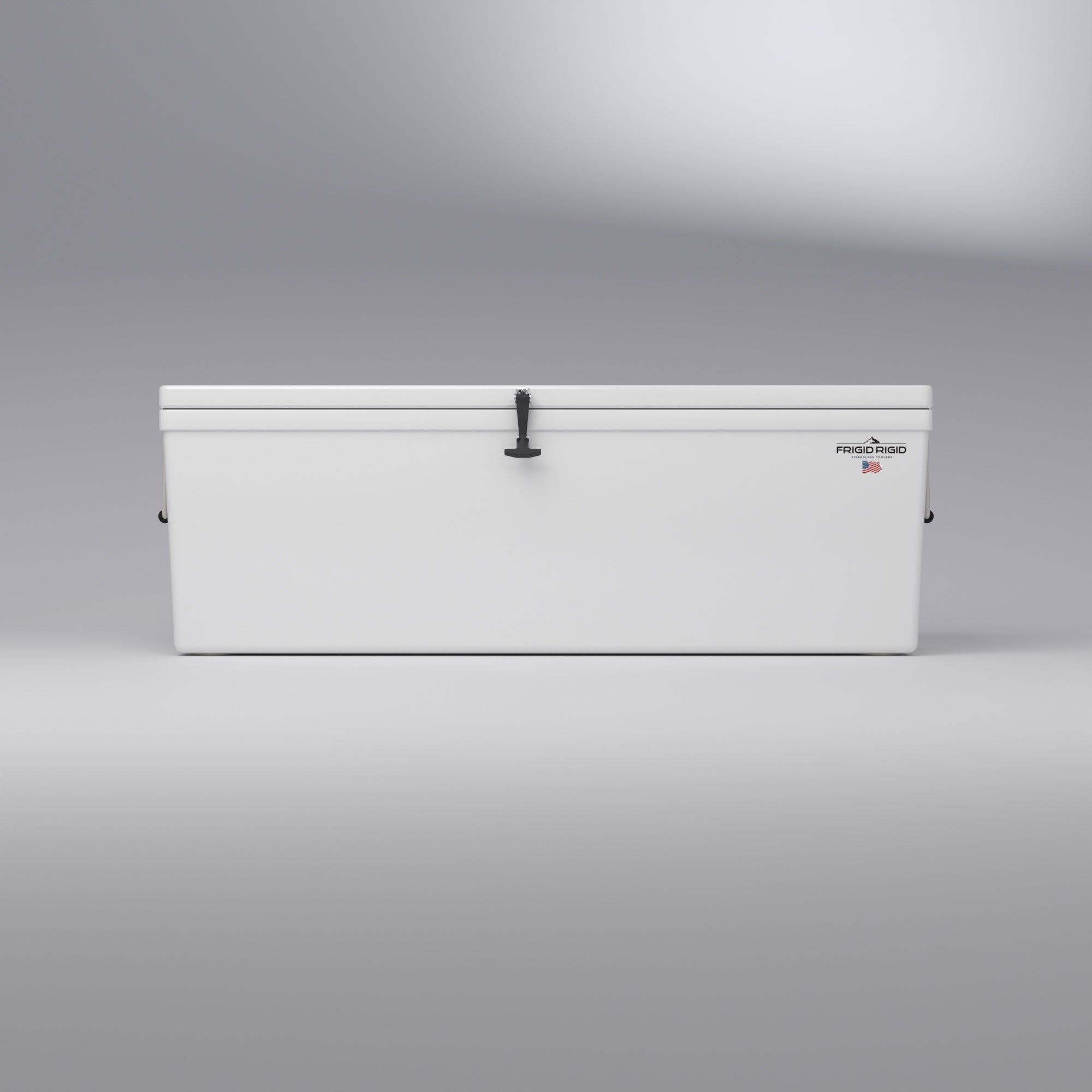 Frigid Rigid 66" x 21" x 21" fiberglass ice chest, front
