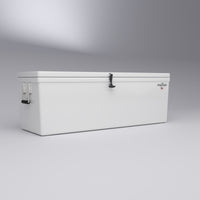 Frigid Rigid 66" x 21" x 21" fiberglass ice chest, low angle