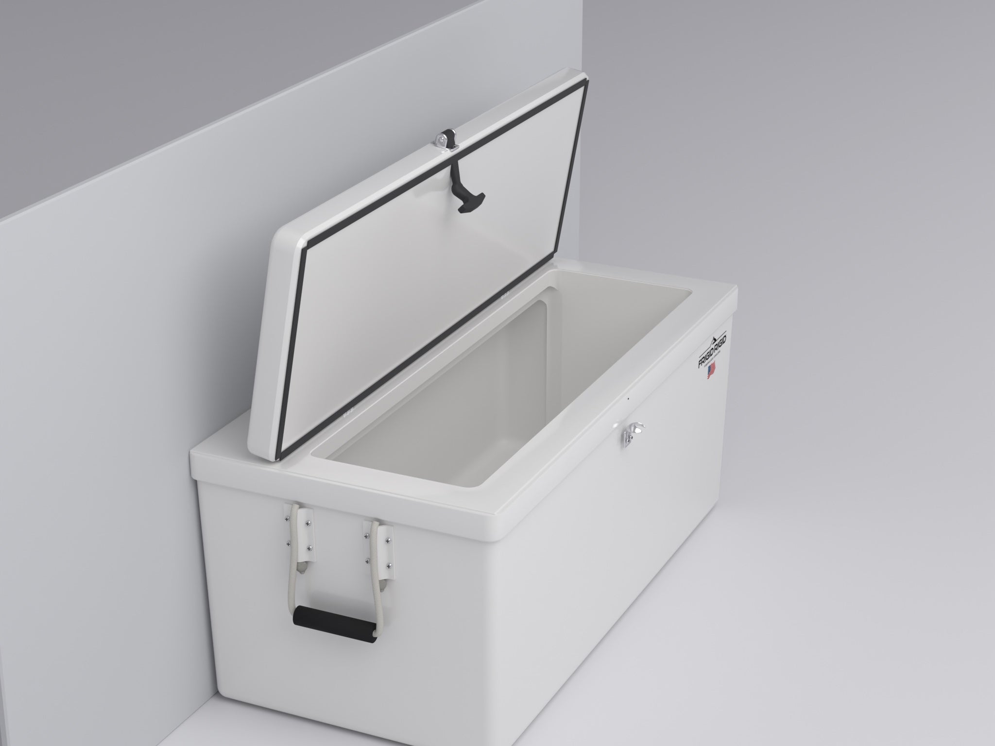 Frigid Rigid Setback Ice Chest - full cooler, lid open
